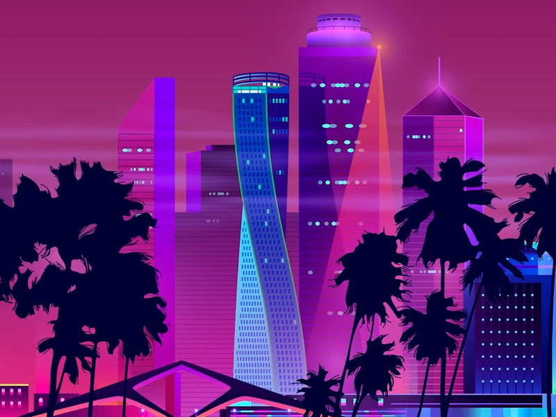Synthwave Neon City #4 — Vector art