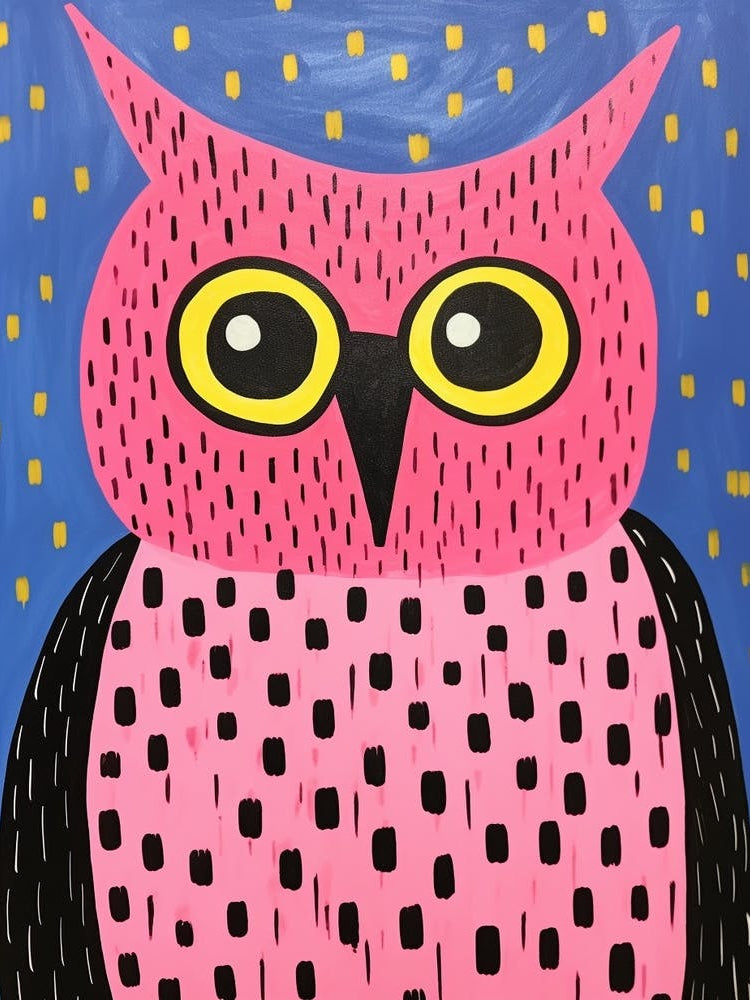Pink Polka Dot Owl 2
