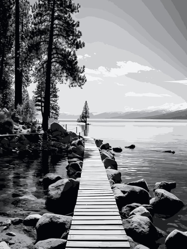 Lake Tahoe, Black And White Analogue Photograph 4