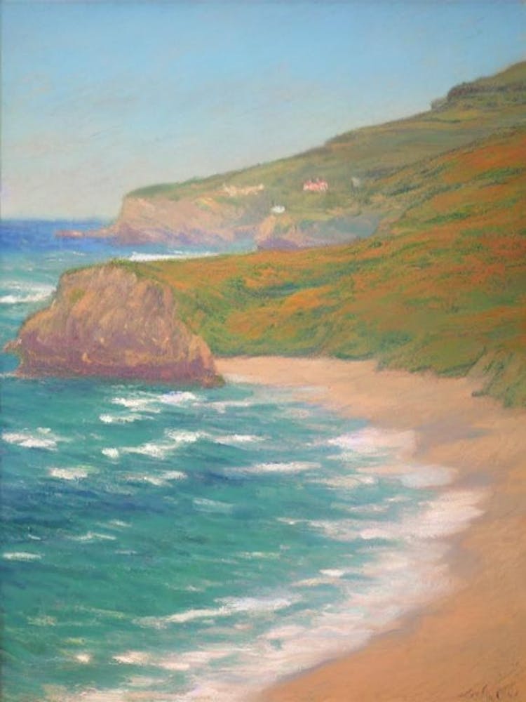 Newquay Beach Cornwall Monet Style