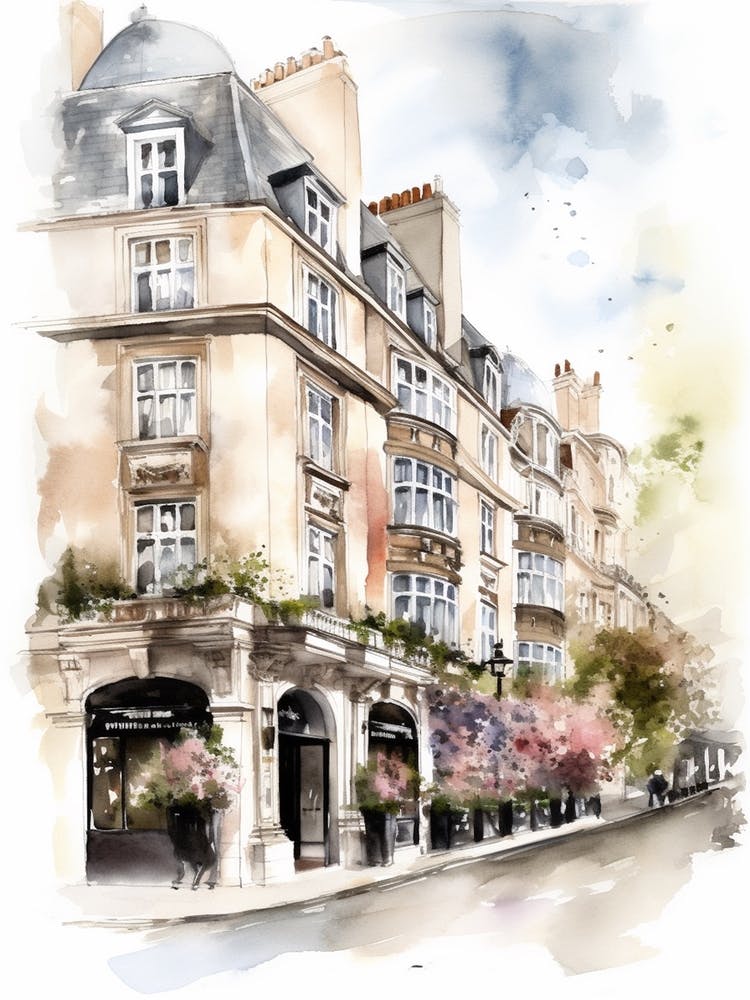 Mayfair London Neighborhood, Watercolour 3