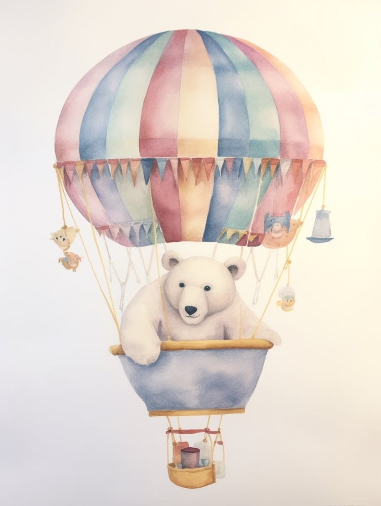 Baby Polar Bear 2 In A Hot Air Balloon