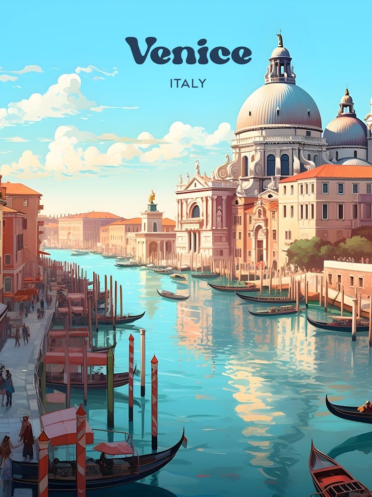 Venice Italy Summer Modern Travel Illustration