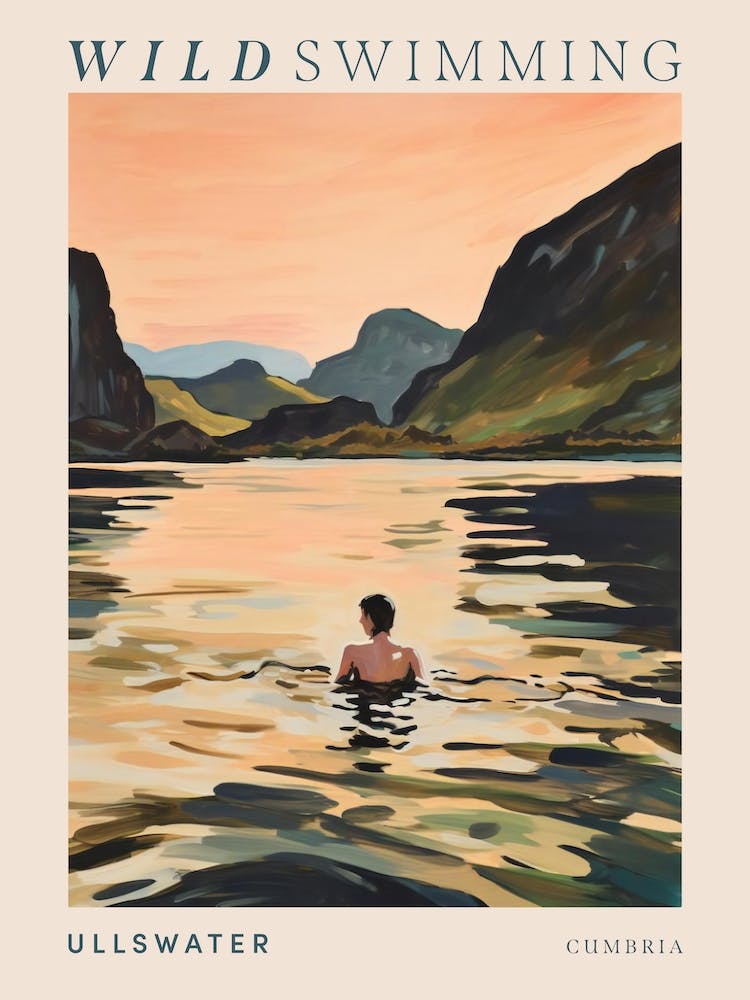Wild Swimming At Ullswater Cumbria 1 Poster