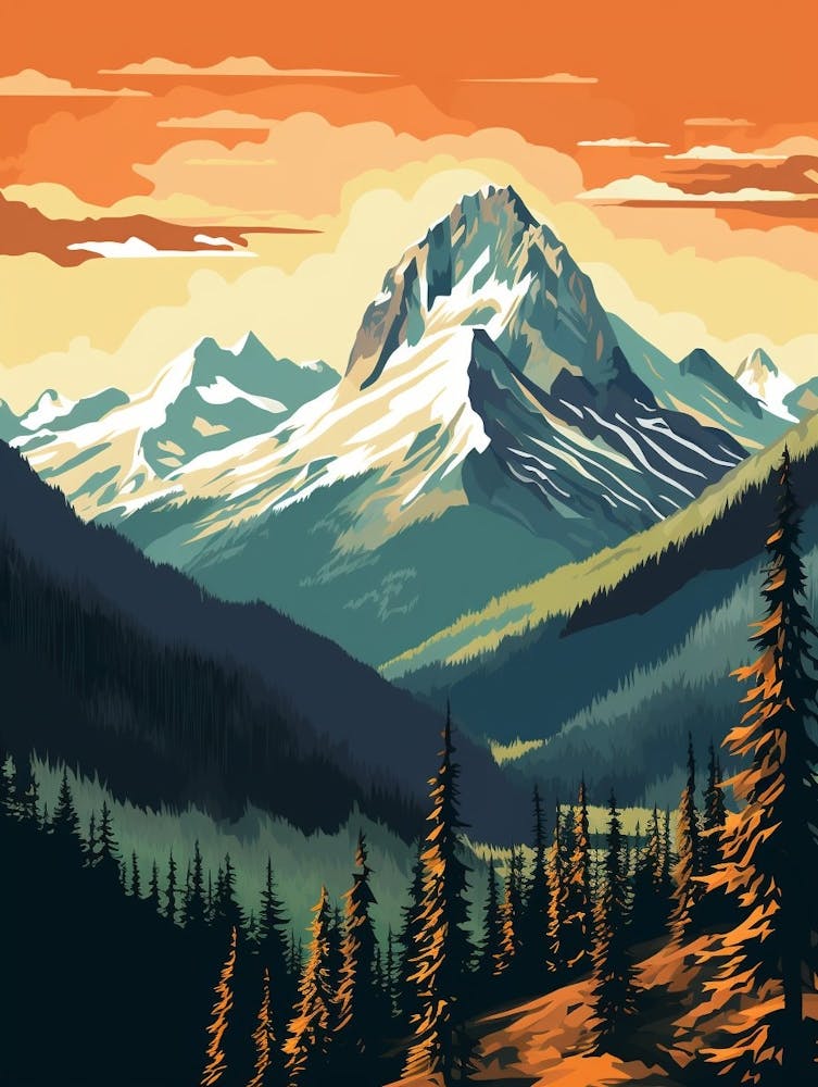 North Cascades National Park Retro Pop Art 16