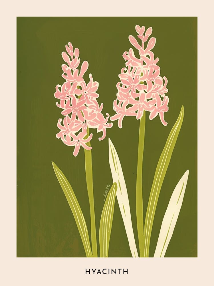 Pink & Green Hyacinth 2 Flower Poster