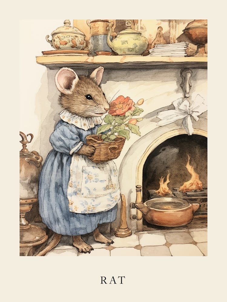 Beatrix Potter Inspired  Animal Watercolour Rat 3