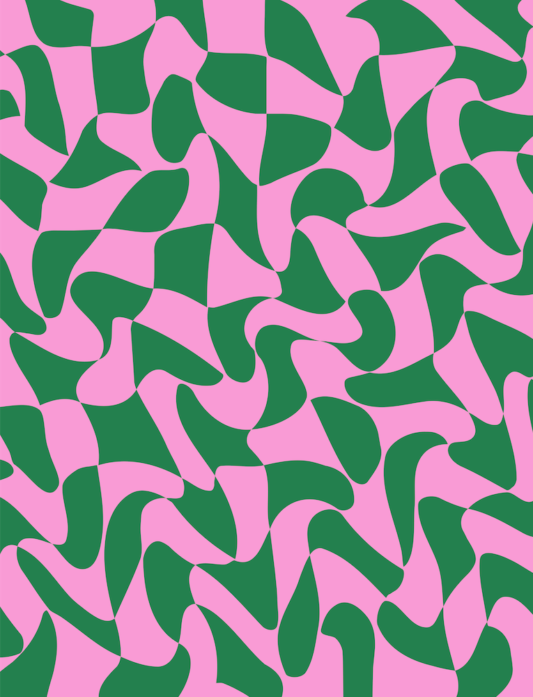 Carreaux Ondulés Déformés Vert et Rose