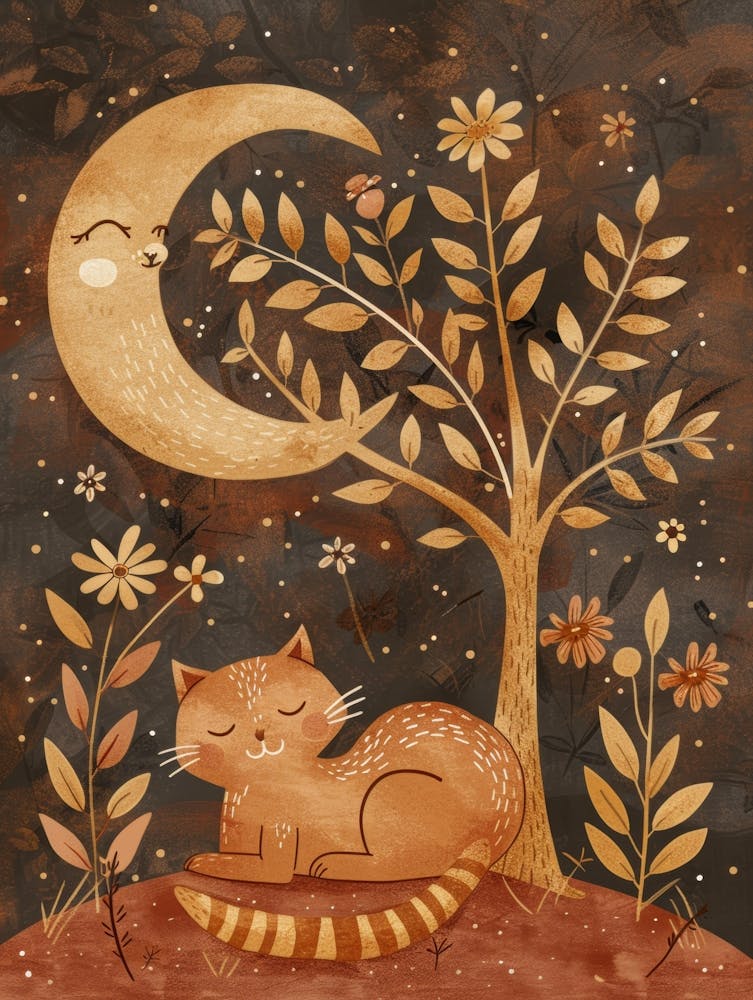 Cat Sleeping In The Moonlight