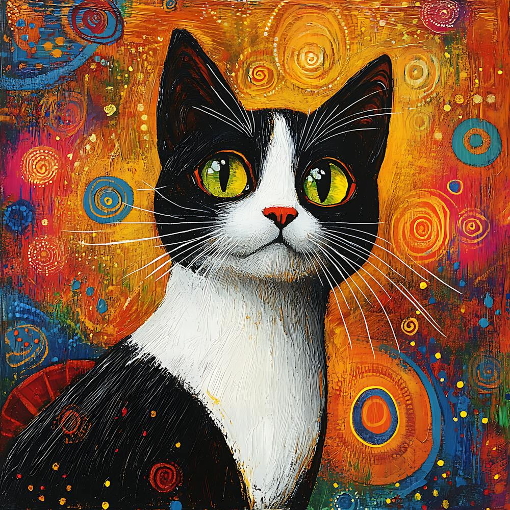 Tuxedo Cat Colorful 6