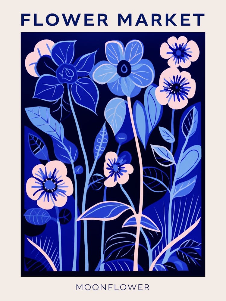 Blue Flower Market Poster Moonflower Market Poster 2