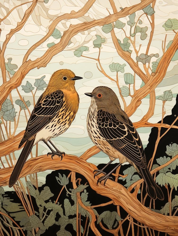 Art Nouveau Birds Poster Dunlin 3