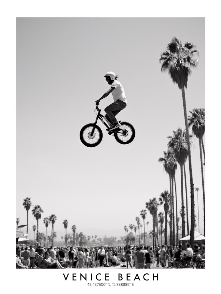 Poster Of Venice Beach, Black And White Analogue Photograph 2