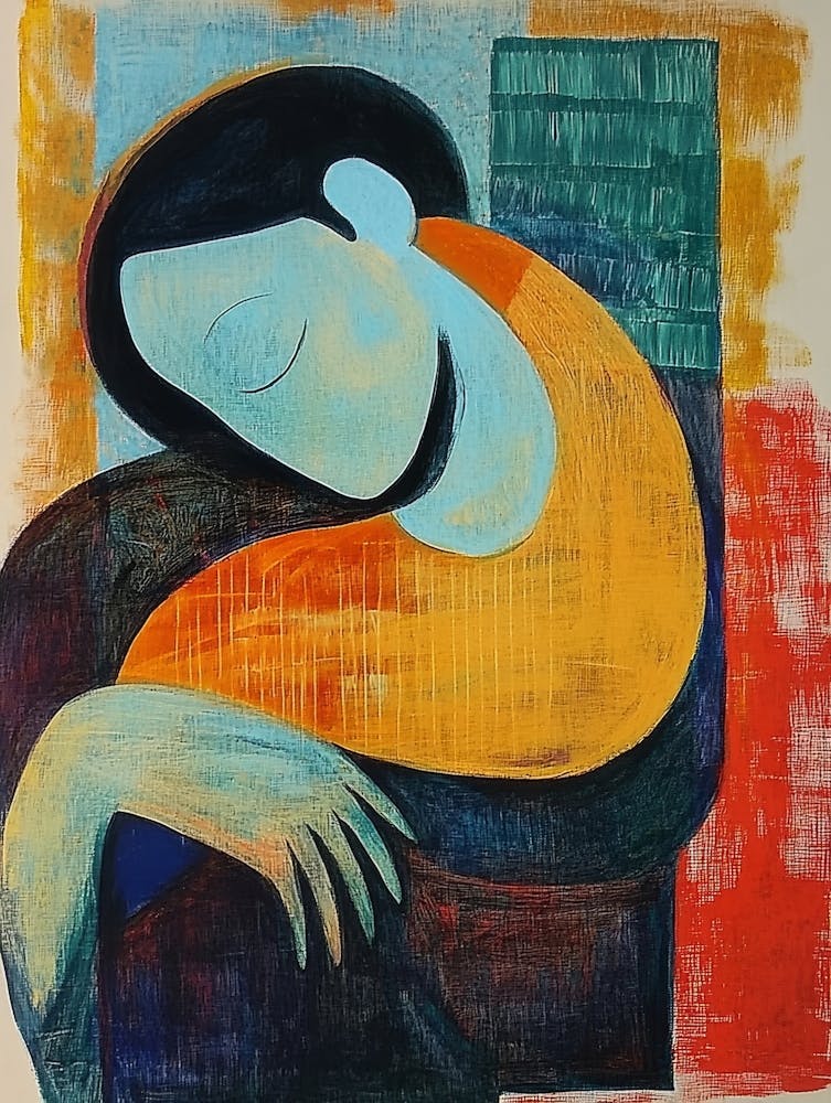 Acrylic Color Abstract Triangle Curve Square Circle Person 1