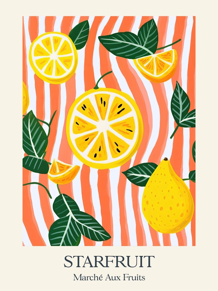 Marche Aux Fruits Starfruit Fruit Summer Illustration 3