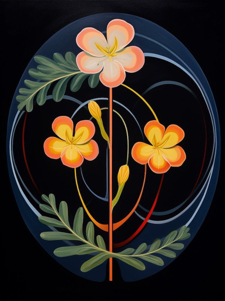 Freesia 2 Hilma Af Klint Inspired Flower Illustration