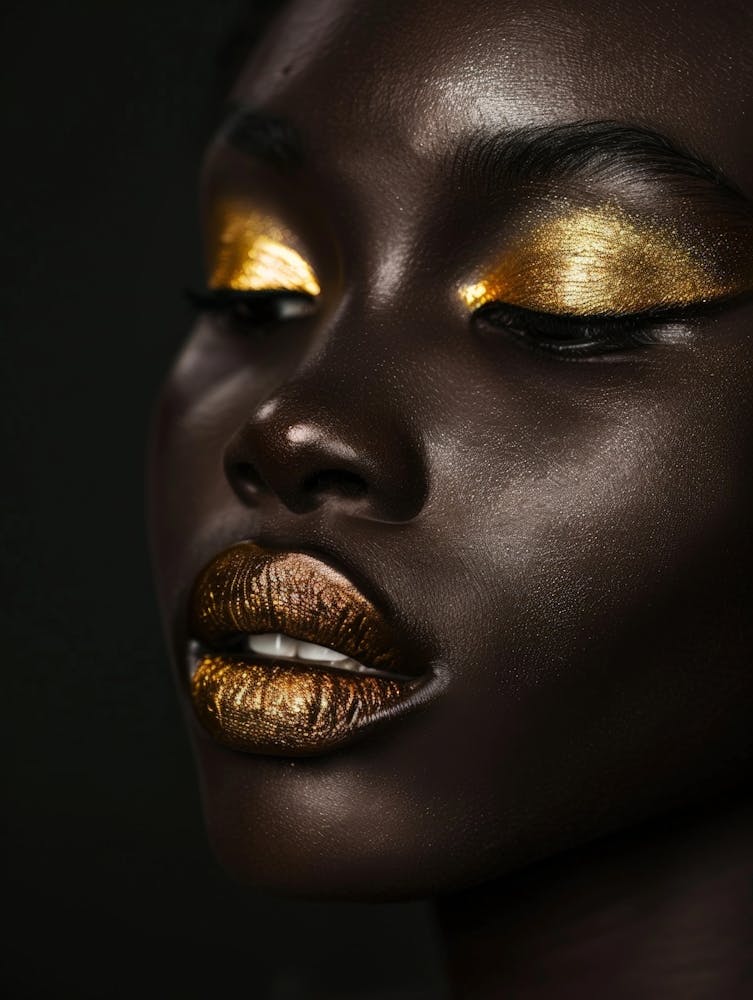 Black Woman With Gold Makeup 1