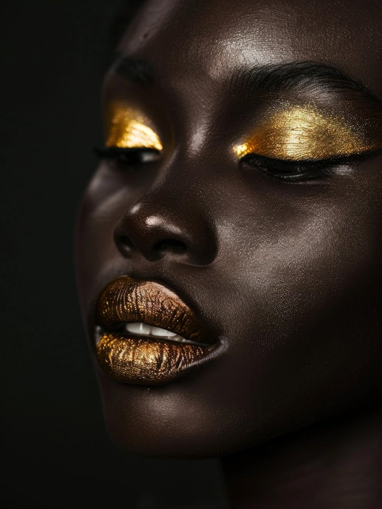 Black Woman With Gold Makeup 1