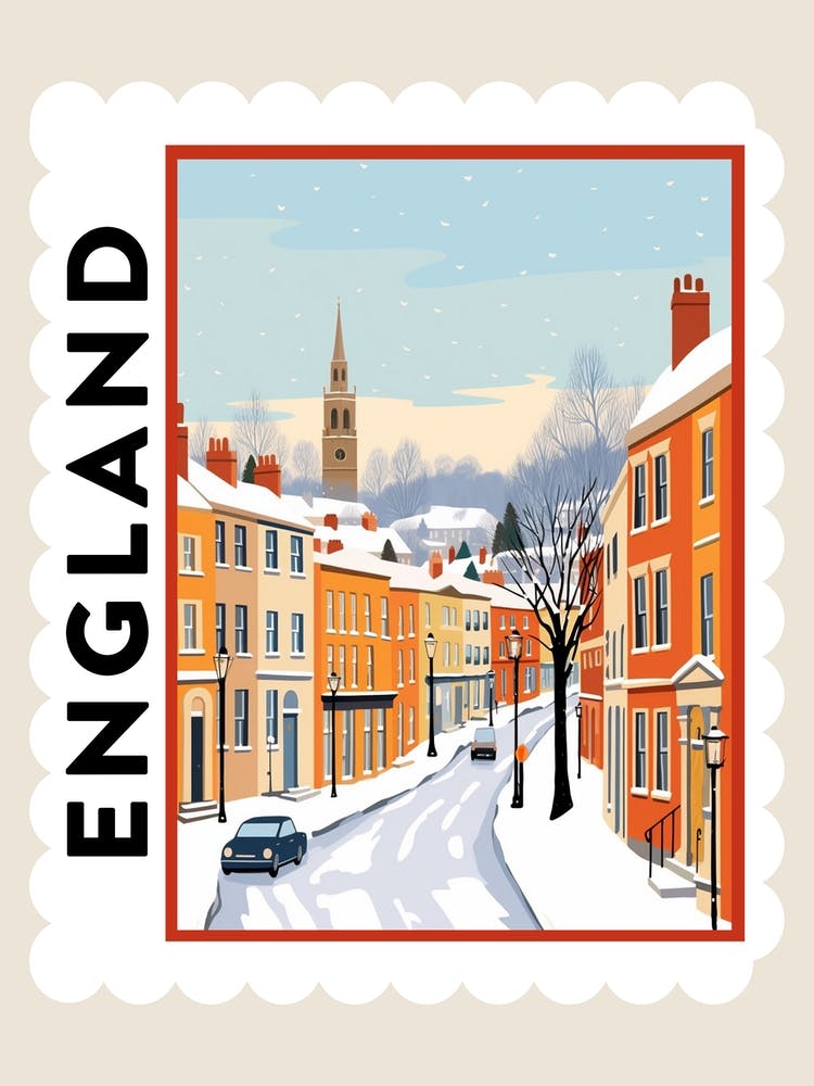 Retro Winter Briefmarken-Poster Richmond England 4