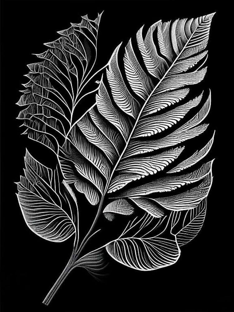 Birch Leaf Linocut 1