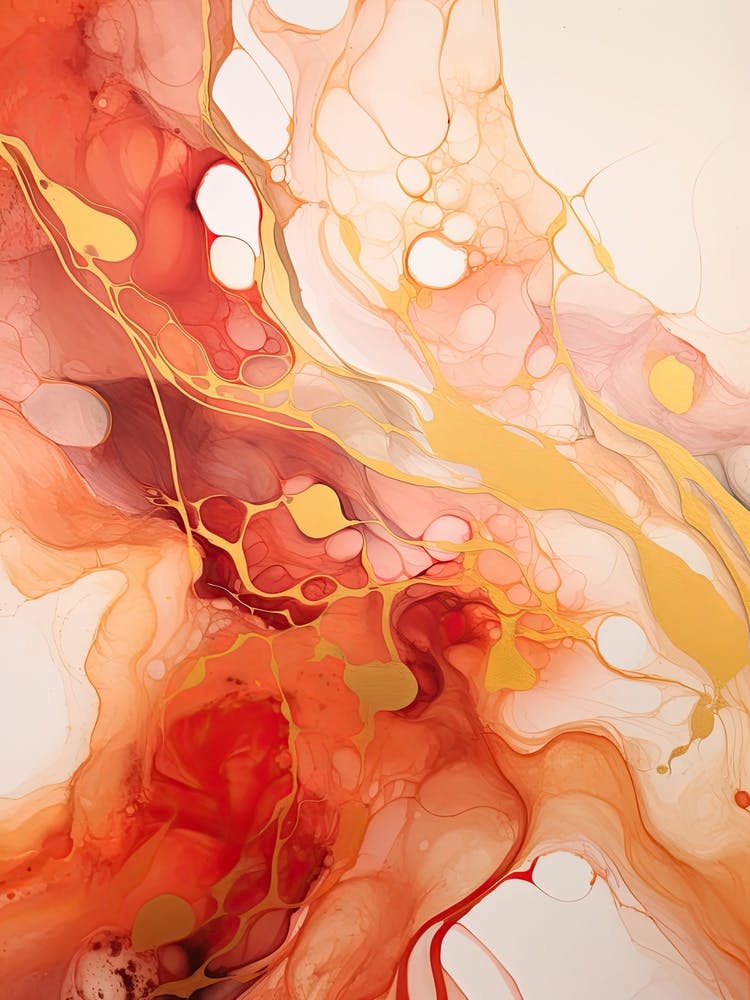 Red, Orange, Gold Flow Asbtract Painting 0