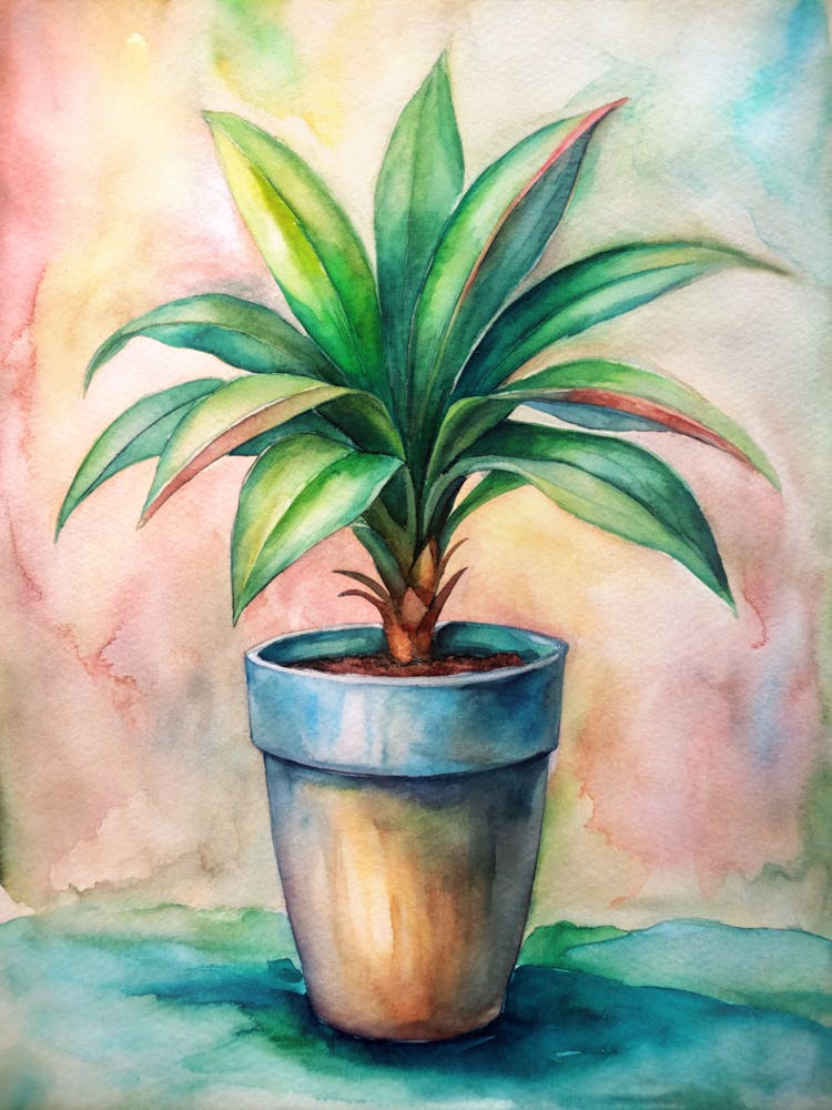 Potted Plant Watercolor Painting 3