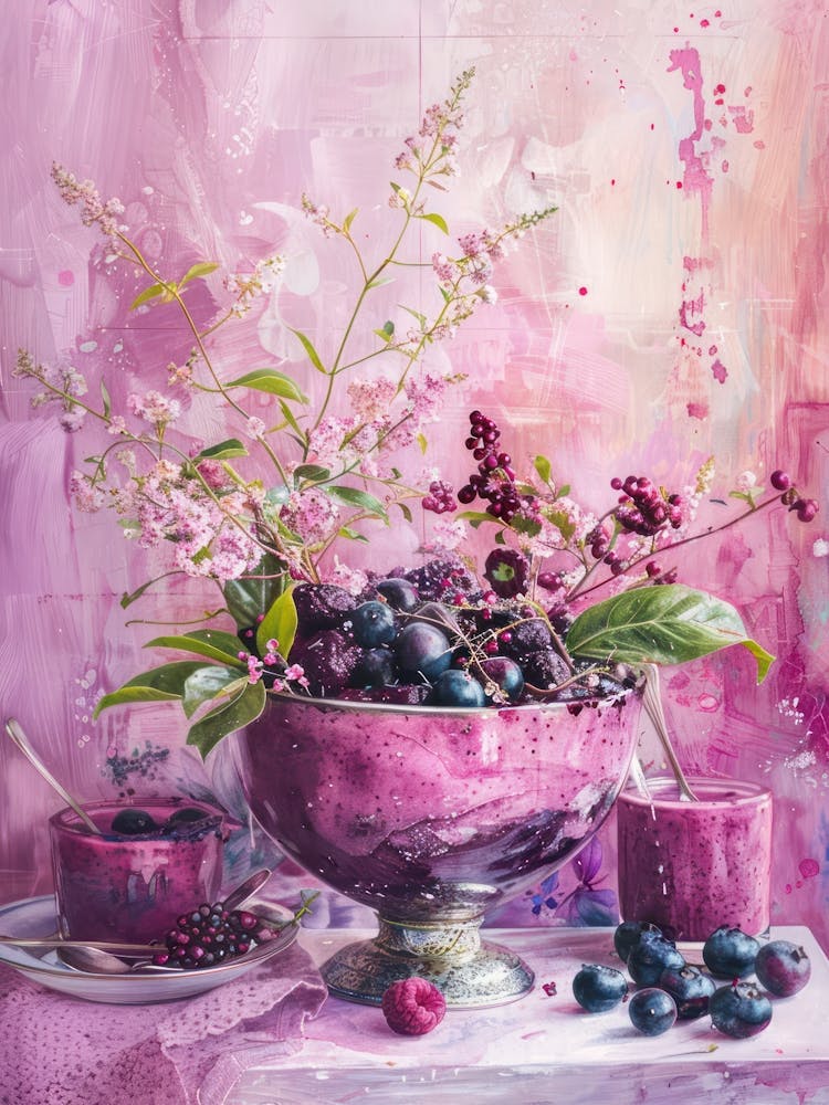 Pink Breakfast Food Acai Bowl 1