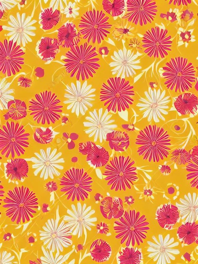 Aster Floral Print Warm Tones 2 Flower