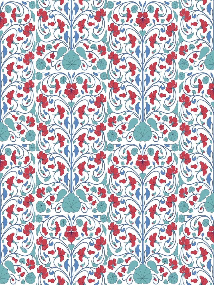 Floral Wallpaper — Iznik Turkish pattern, floral decor