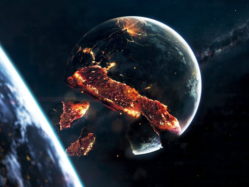 Planet explosion. Apocalypse in space #3 — space poster, space photo art, collage