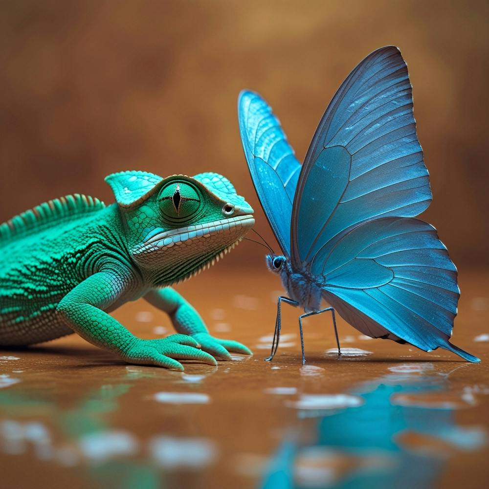 Chameleon And Butterfly