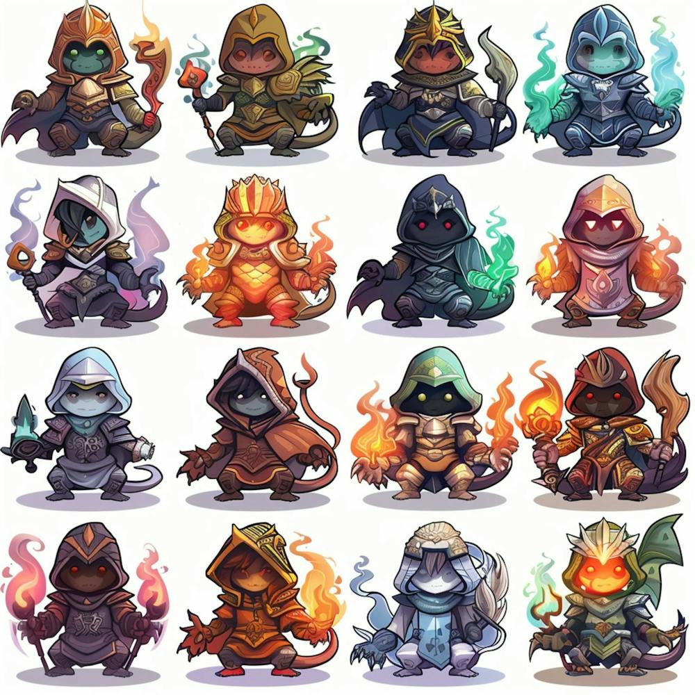 Making Variations For Image 2 With Prompt1 Icon Sprite Sheet For Mobile Game, Icon Represents Model Dragona D&D Rpg Png1