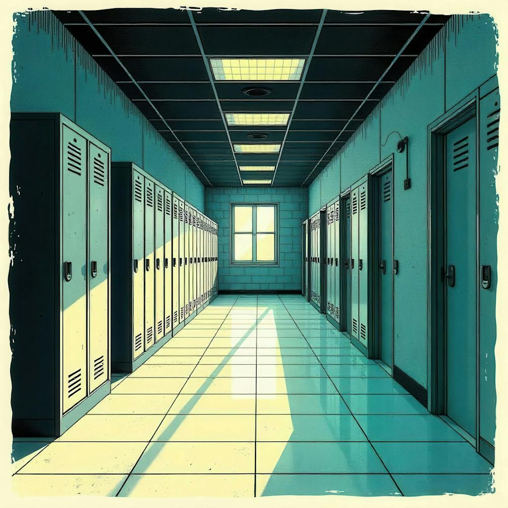 Hallway With Lockers 1