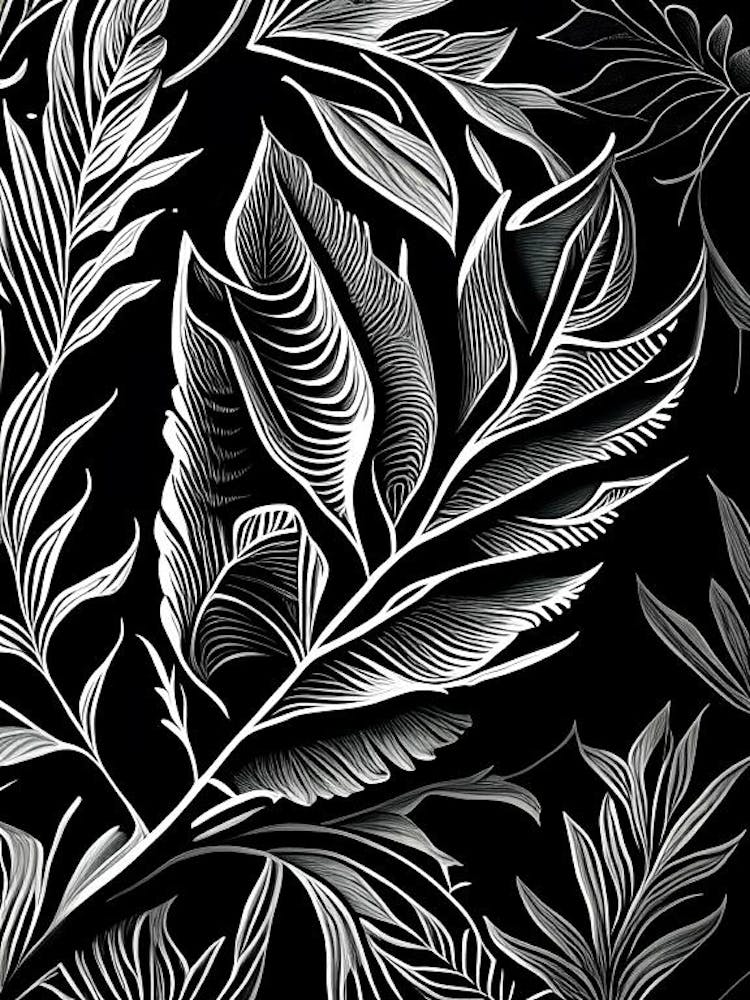 Olive Leaf Linocut 2