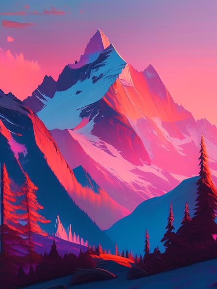 Canadian Rockies Sunset Dreamy Landscape