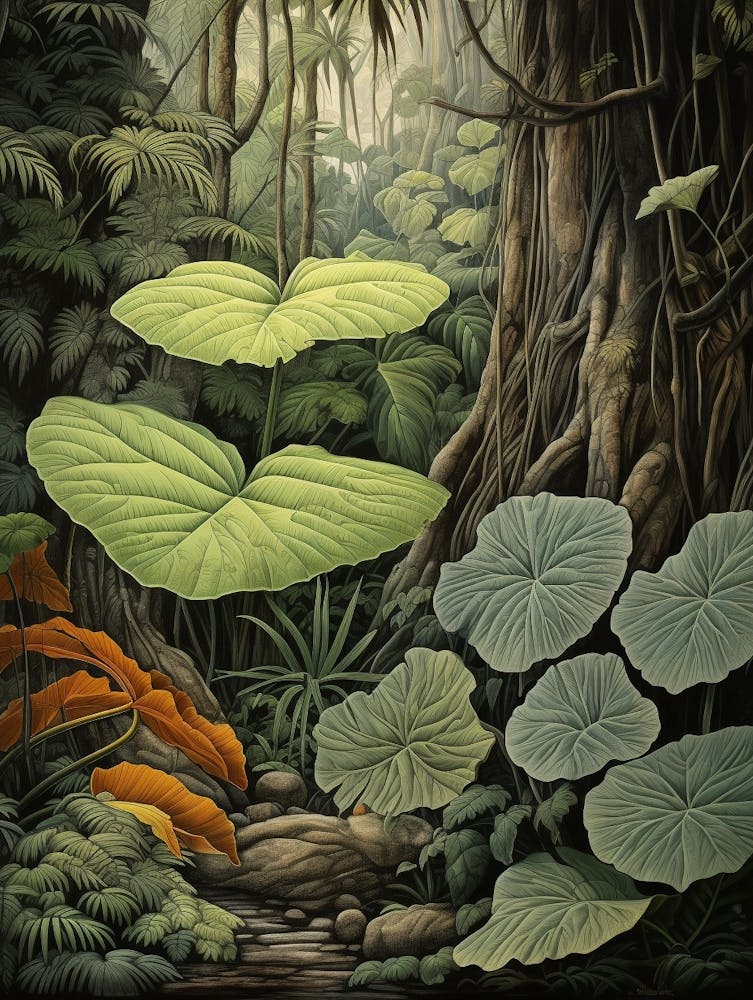 Vintage Jungle Botanical Illustration Taro 3