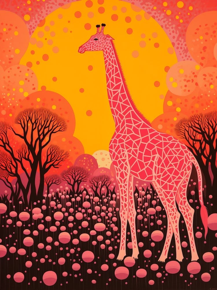 Giraffe In The Sunset Orange Tones 2