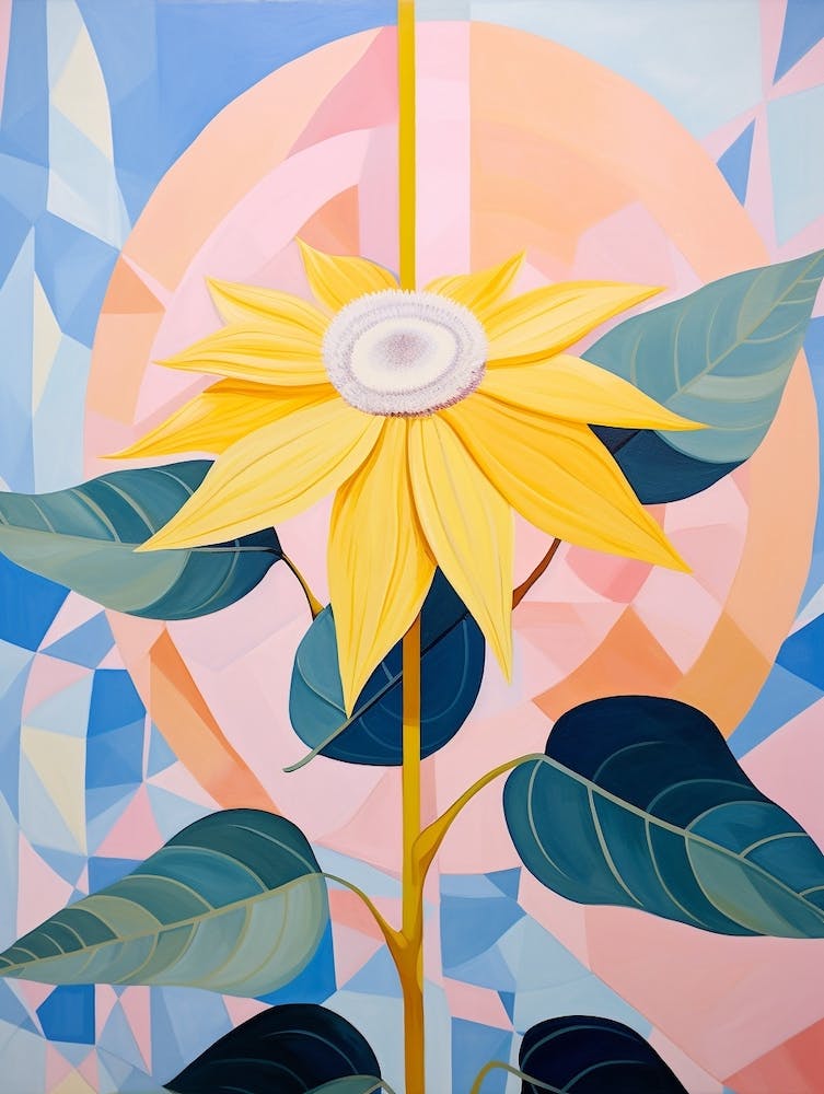 Sunflower 4 Hilma Af Klint Inspired Pastel Flower Painting