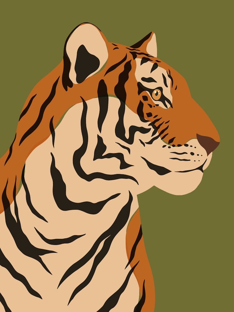 Jungle Safari Tiger on Green