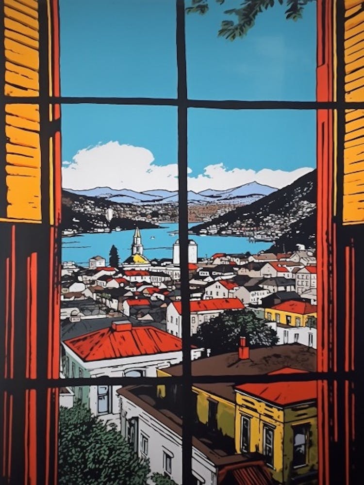 A Window View Of San Francisco In The Style Of Pop Art 4