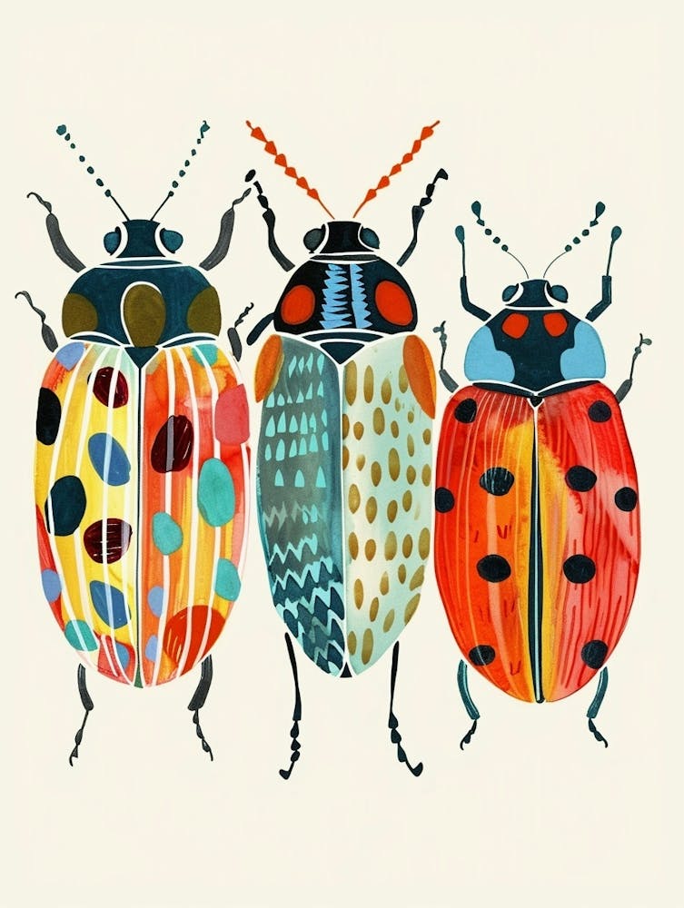 Farbenfrohe Insektenillustration Marienkäfer 26
