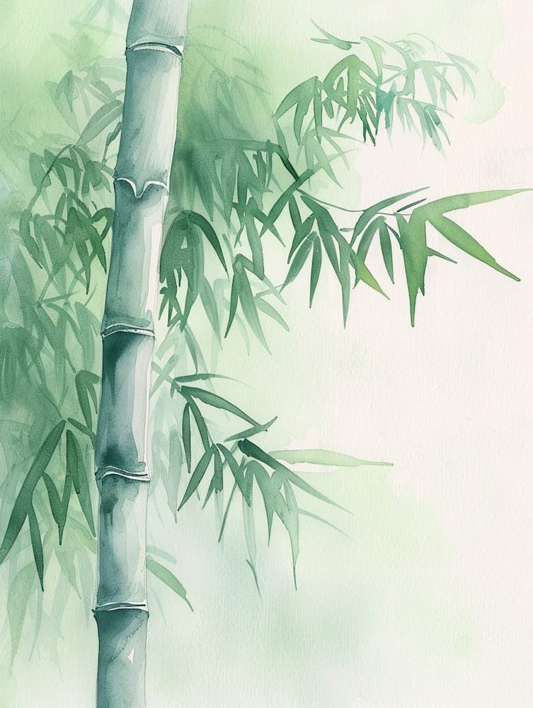 Bamboo Tree Atmospheric Watercolour Painting 3