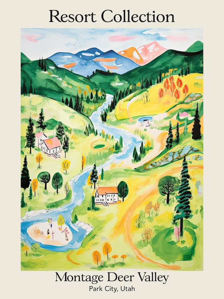 Poster Of Montage Deer Valley   Park City, Utah   Resort Collection Storybook Illustration 1