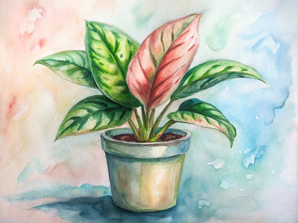 Potted Plant Watercolor Painting