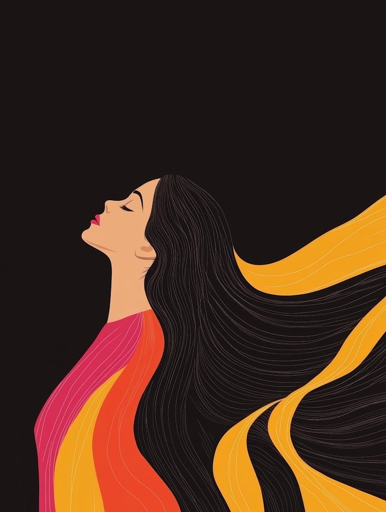 Illustration Of A Woman With Long Hair