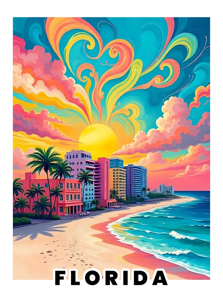 Florida Lebhaftes Vintage Reiseposter 9