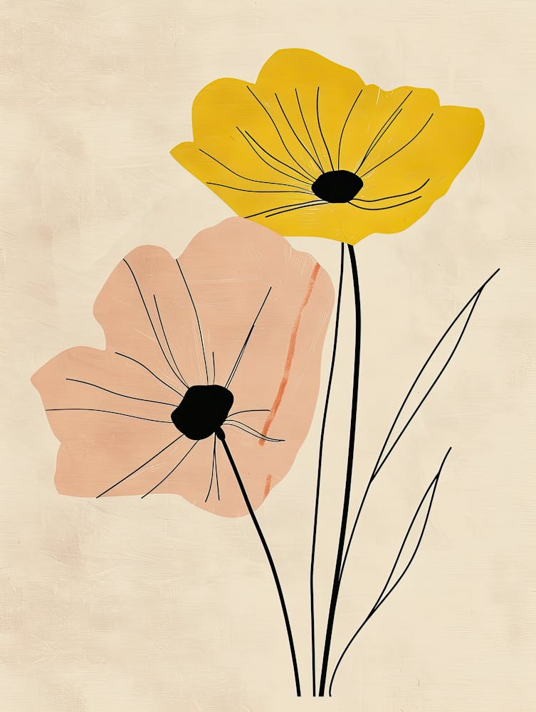 Mohnblumen Boho Minimalistischer Stil 3