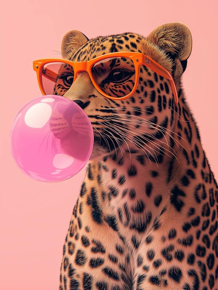 Trendy Cheetah With Bubblegum Poster