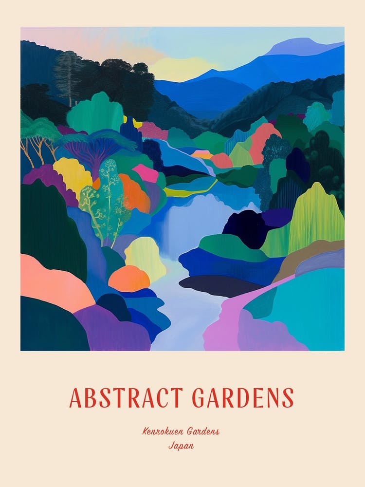 Colourful Gardens Kenrokuen Gardens Japan 3 Red Poster