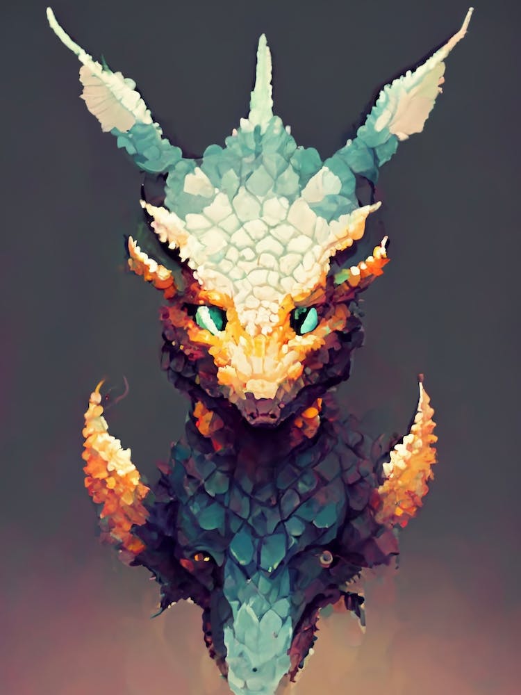 Dragon Head Pixel Art Fire